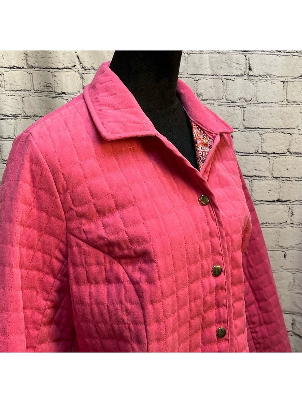 Briggs New York Women’s Pink Quilted Button Down Jacket size 16P EUC - Picture 3 of 16